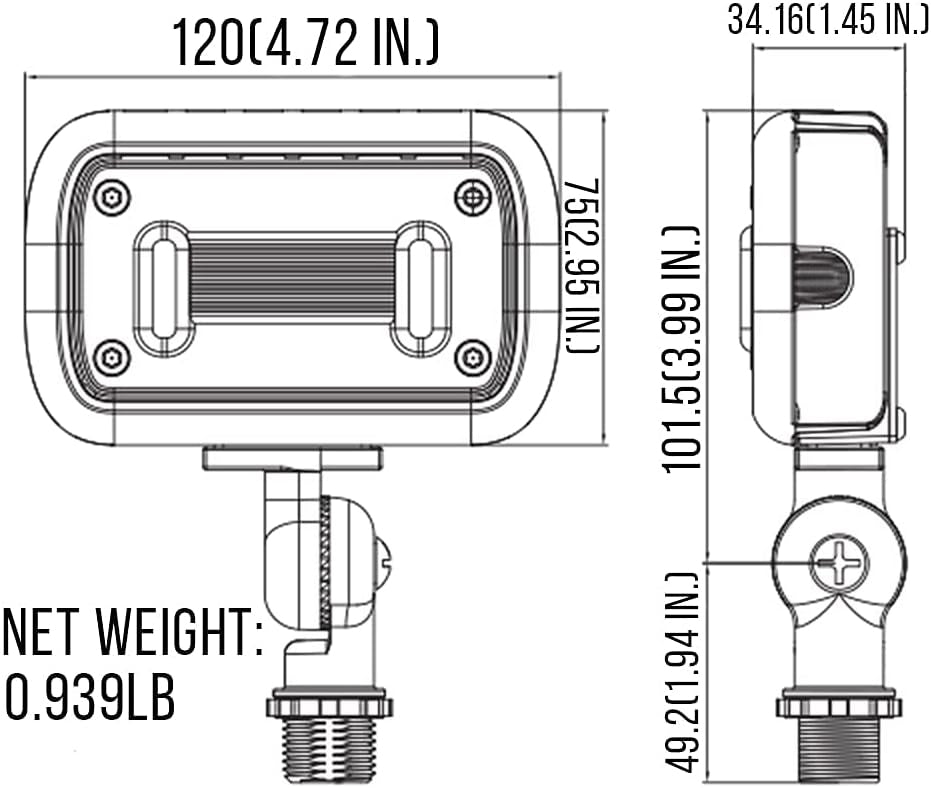 15W Flood Light, 120-277V AC, IP65 Waterproof, UL Listed