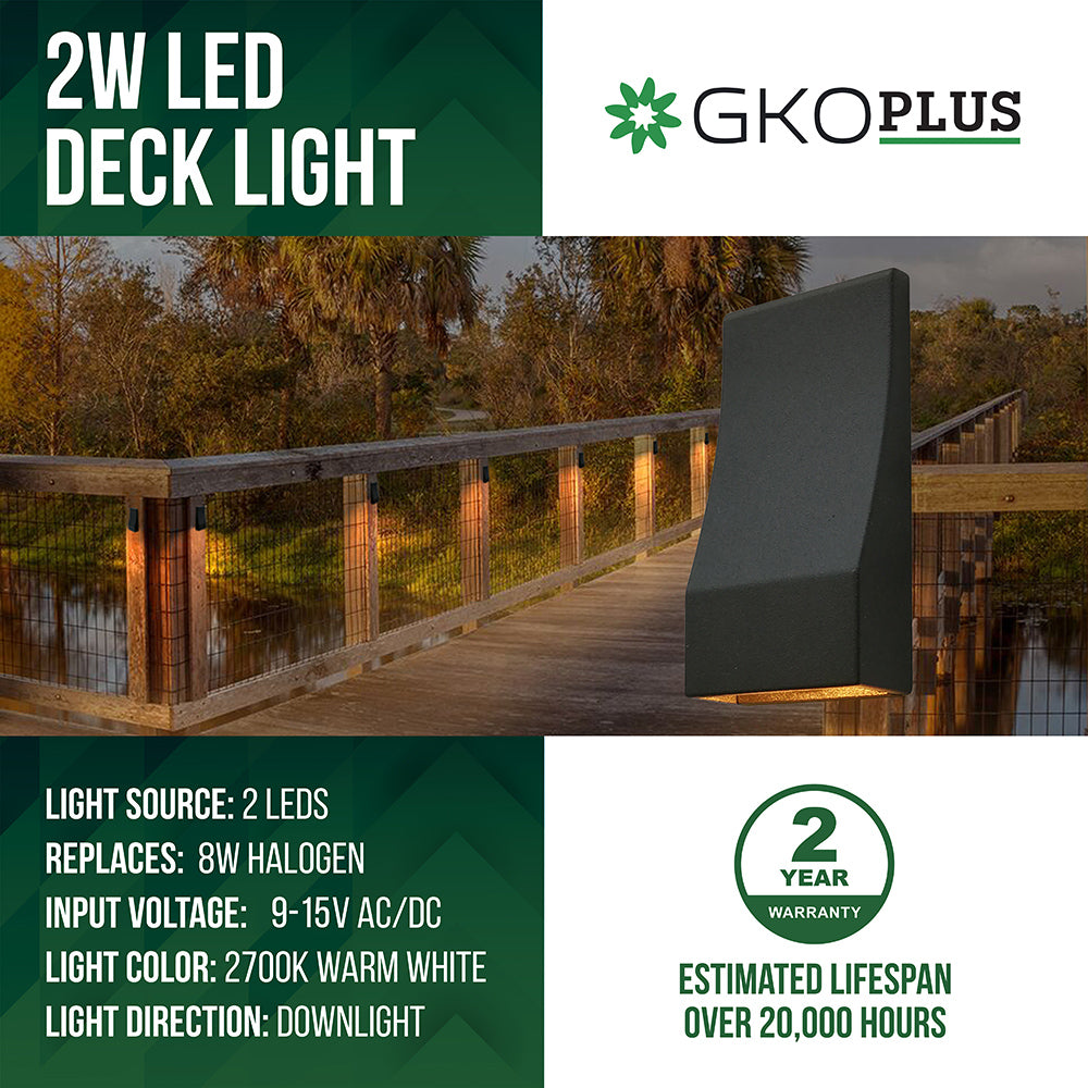 Low Voltage Rectangle Deck Light, 9-15V AC/DC, 2W, 2700K