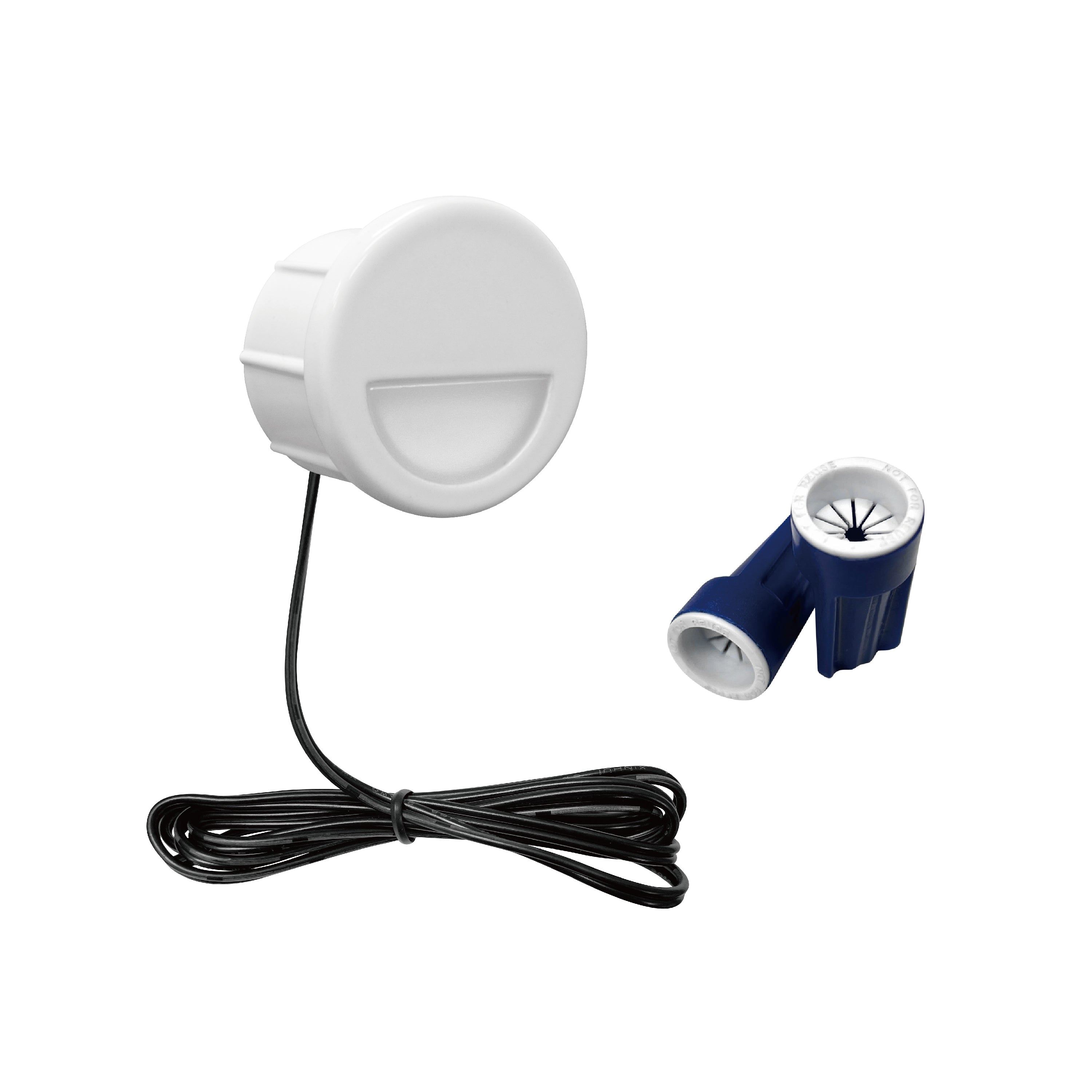 Low Voltage Recessed Mini Size Eyelid Stair Riser Light with Integrated LED Chips, 1W, 12V AC/DC, White, Φ1", 3000K