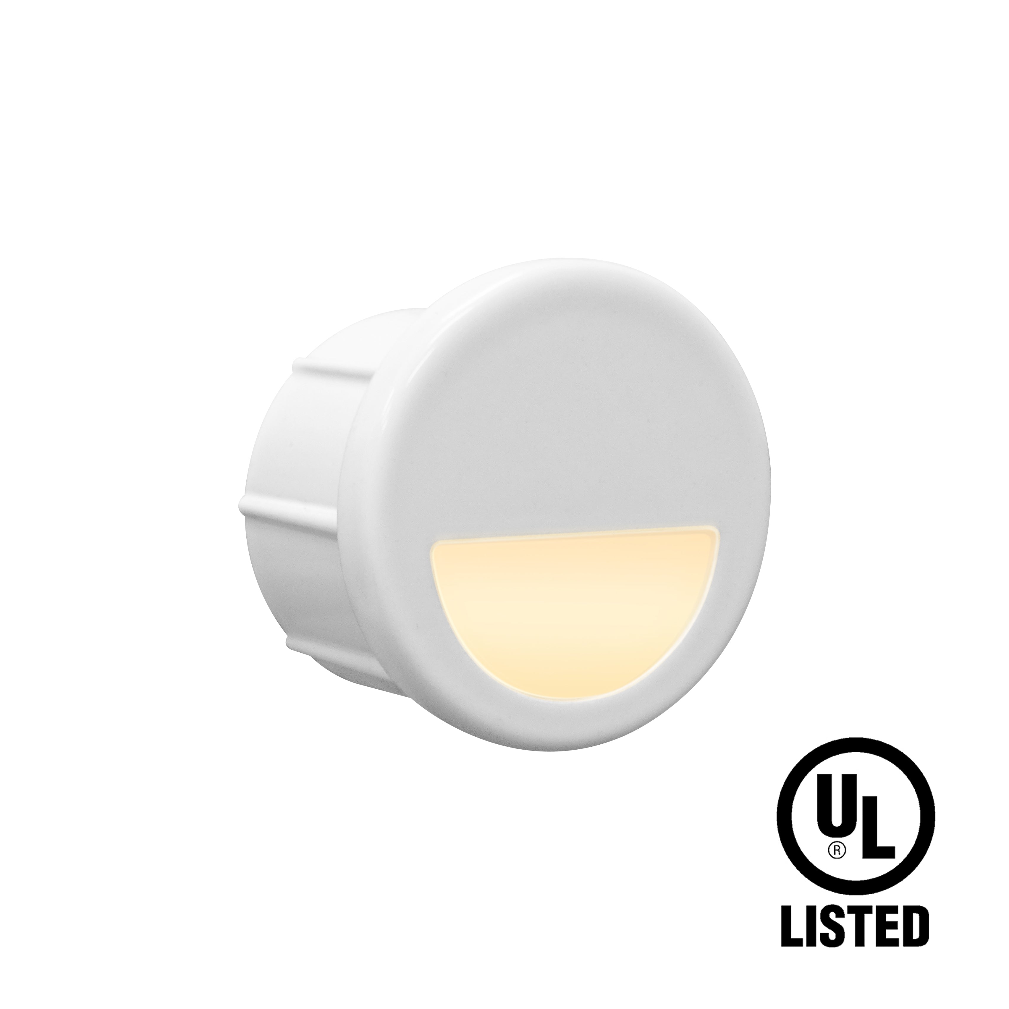 Low Voltage Recessed Mini Size Eyelid Stair Riser Light with Integrated LED Chips, 1W, 12V AC/DC, White, Φ1", 3000K