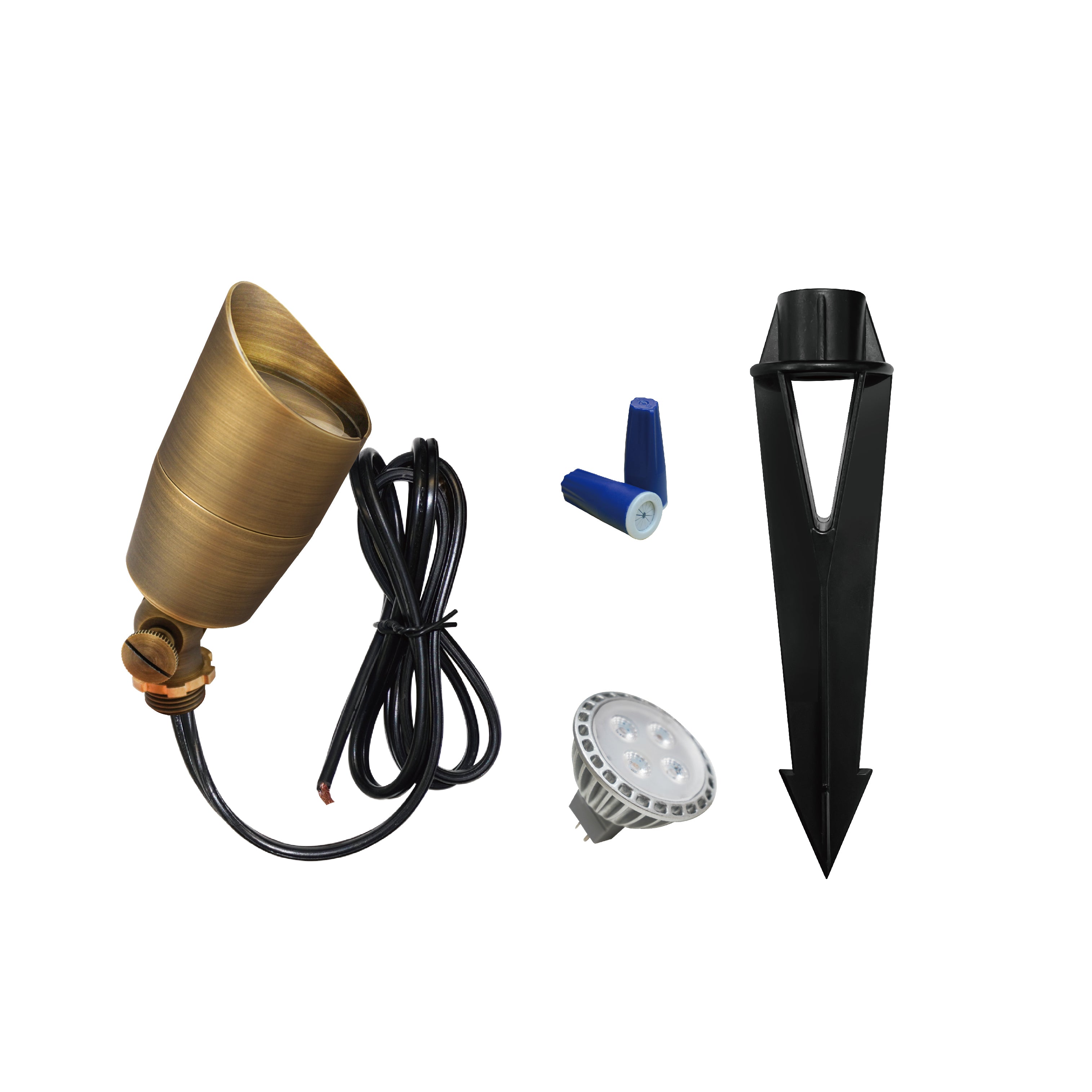 Low Voltage Compact Brass Landscape Spotlight, 5W, 12V AC/DC (MR16)