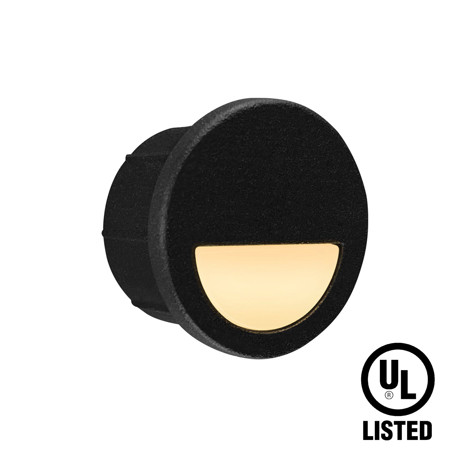 Low Voltage Recessed Mini Size Eyelid Stair Riser Light with Integrated LED Chips, 1W, 12V AC/DC, Black, Φ1", 3000K