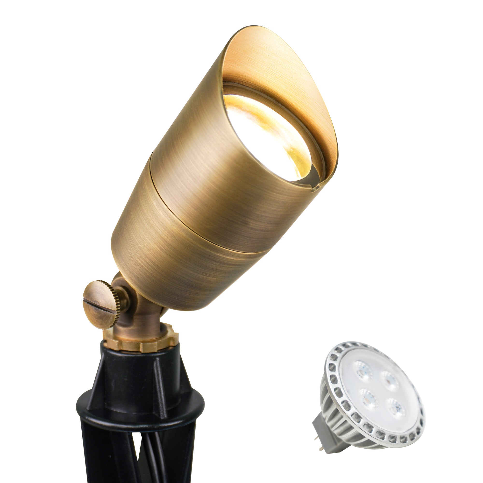 Low Voltage Compact Brass Landscape Spotlight, 5W, 12V AC/DC (MR16)