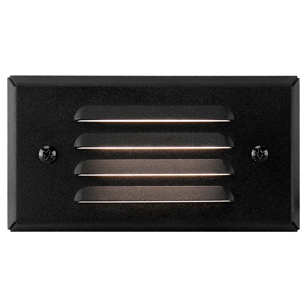 Low Voltage Louvered Step Light, 9-15V AC/DC, 3W, IP65, 5.39" x 2.87" x 0.55", Black